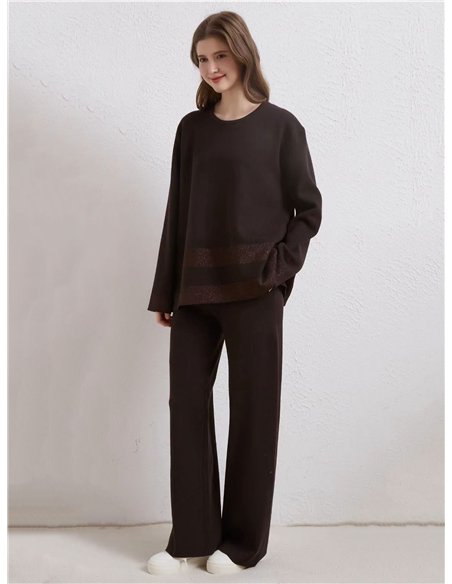 Conjunto Jersey franjas lurex + Pantalón punto