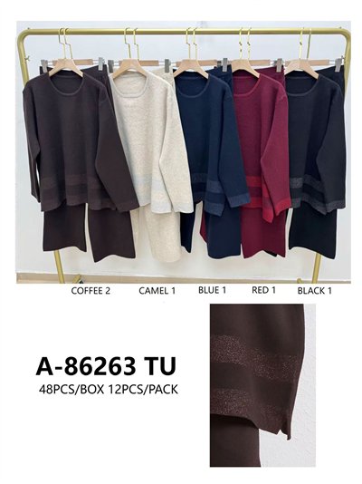 Conjunto Jersey franjas lurex + Pantalón punto 2