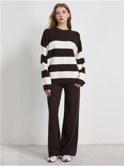 Conjunto Jersey rayas anchas + Pantalón punto