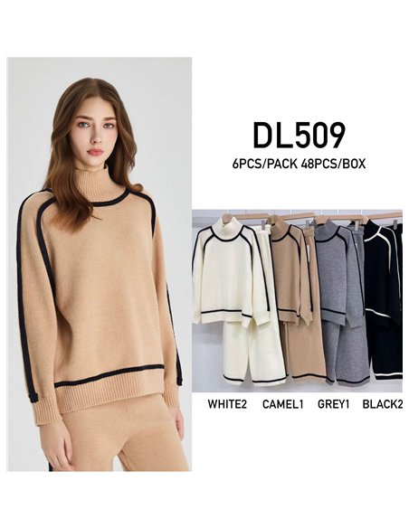 Co-ord Contrast knit sweater & trousers