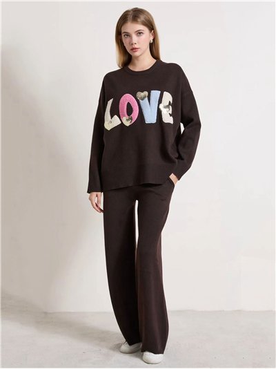 Conjunto Jersey LOVE lentejuelas + Pantalón punto
