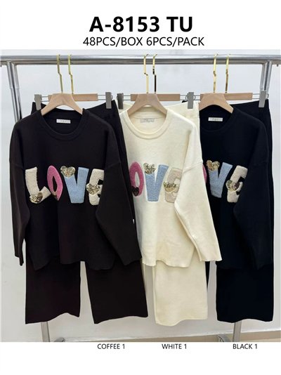 Conjunto Jersey LOVE lentejuelas + Pantalón punto 2