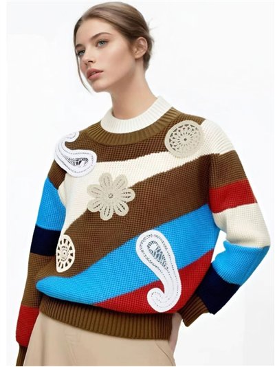 Jersey rayas parches crochet