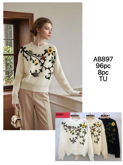 Jersey flores bordadas en relieve 2