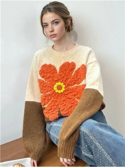 Jersey flor maxi bicolor en relieve