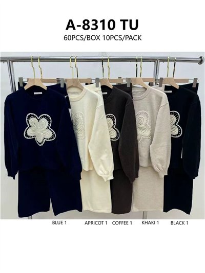 Conjunto Jersey flor crochet + Pantalón punto 2