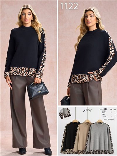 Jersey punto cálido detalle leopardo 2