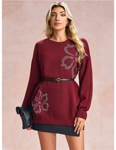 Jersey largo flores strass