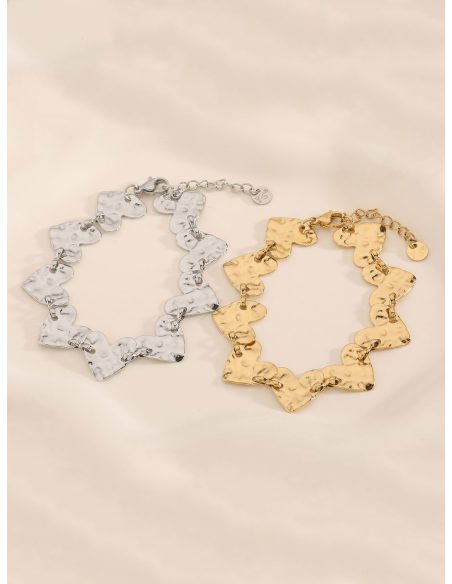 Bracelet cœurs effet martelé