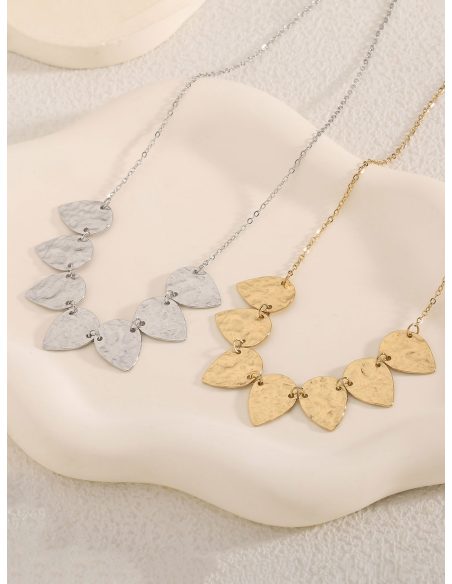 Collier feuilles effet martelé