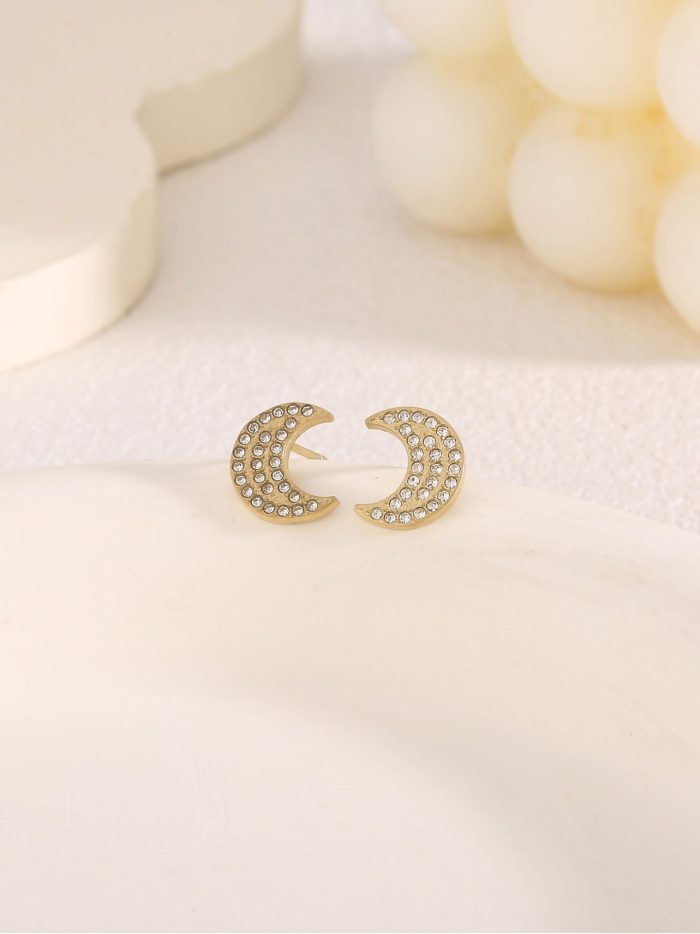 Pendientes media luna con circonitas