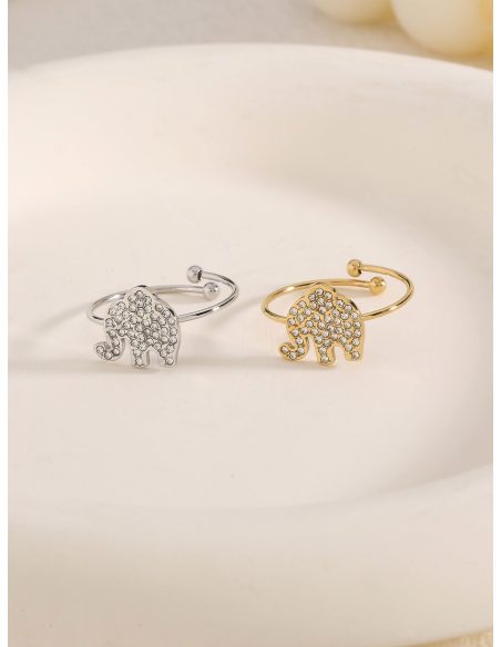 Anillo elefante con circonitas
