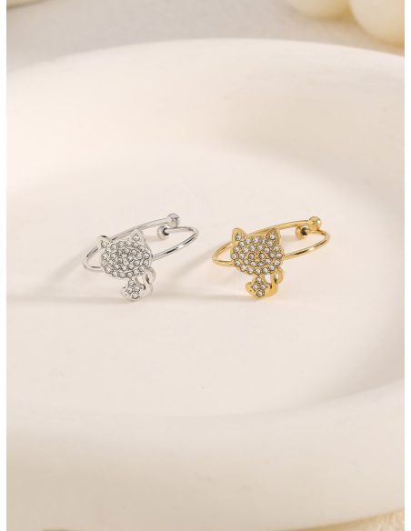 Anillo gato con circonitas