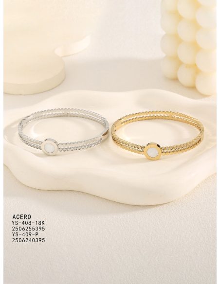 Pulsera rígida aro central de nácar