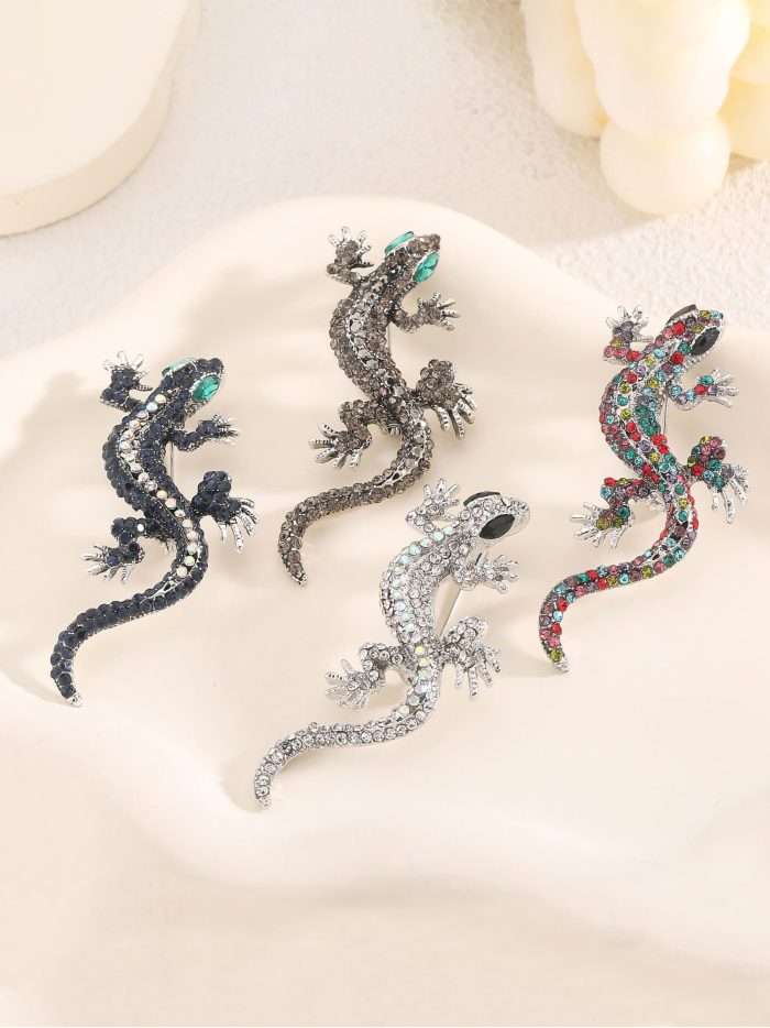 Broche lagartija con circonitas