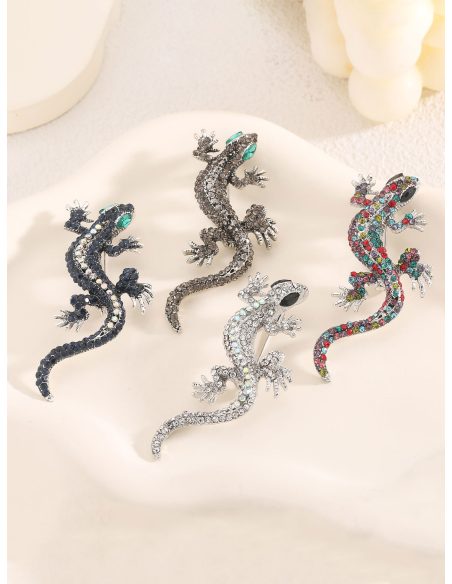 Broche lagartija con circonitas