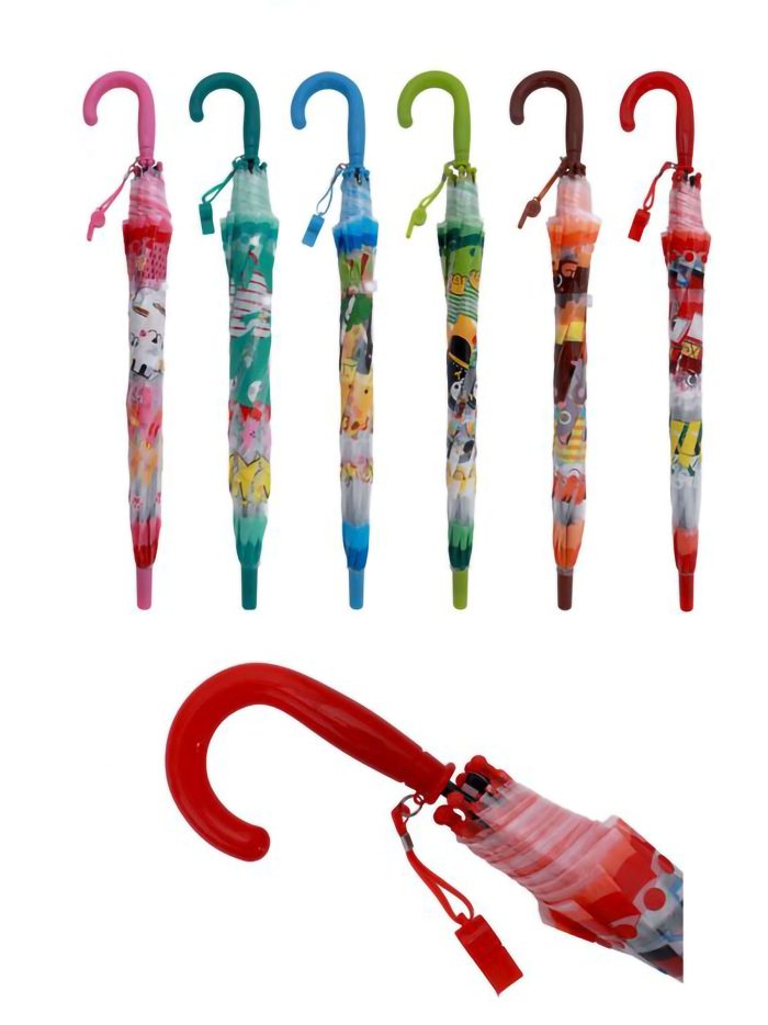 Paraguas largo automático infantil transparente estampado