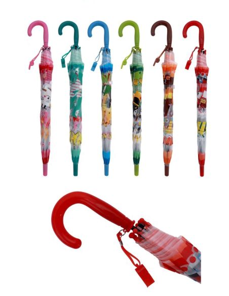 Paraguas largo automático infantil transparente estampado