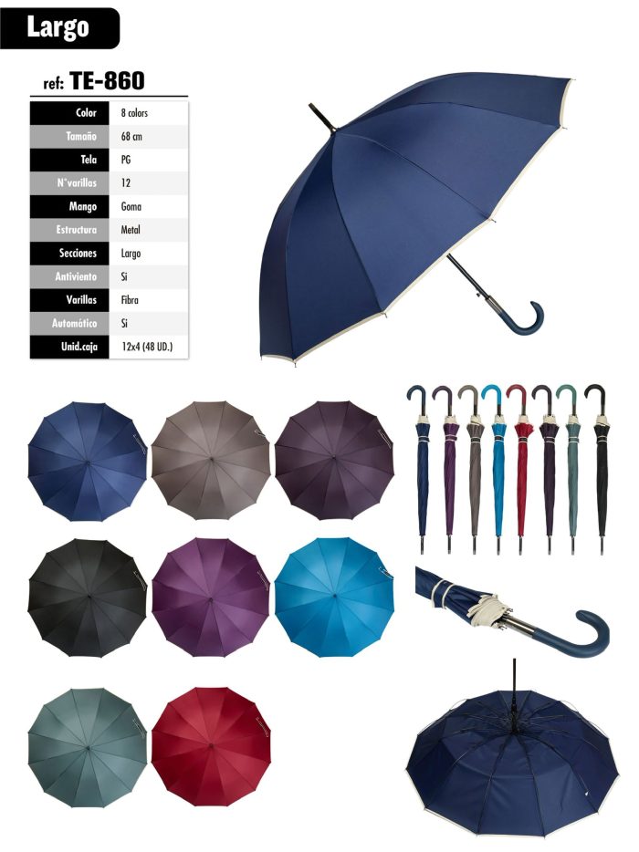 Paraguas largo automático liso clásico