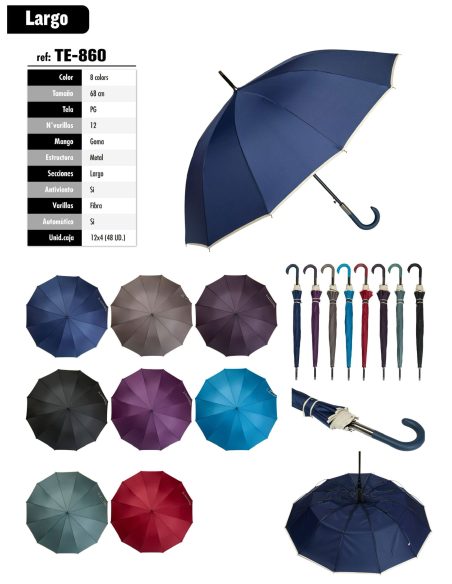 Paraguas largo automático liso clásico