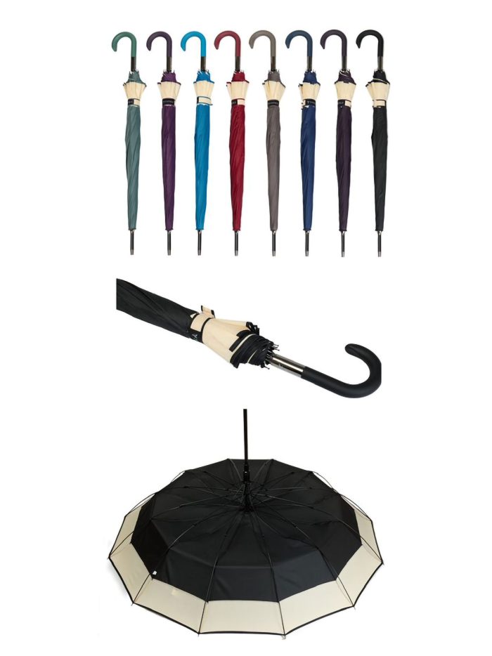 Paraguas largo automático bicolor borde contraste