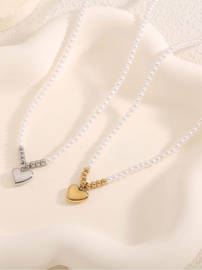 Collana perla charm cuore