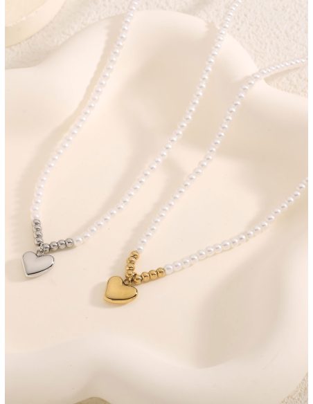 Collana perla charm cuore