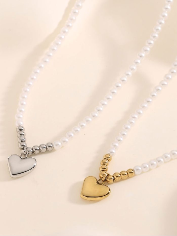 Collana perla charm cuore