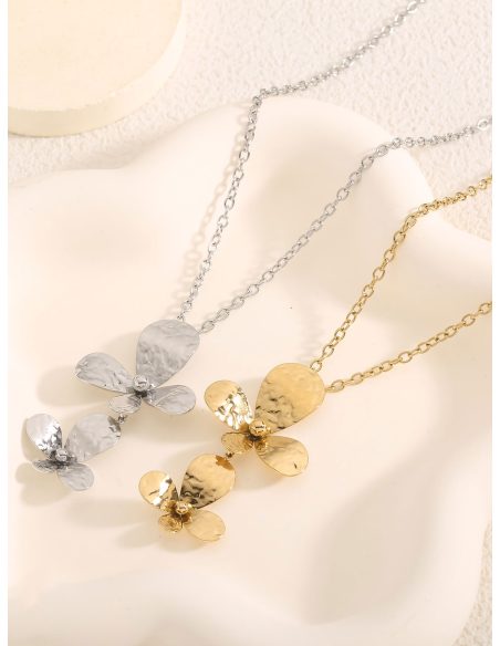 Collar flores efecto martillado