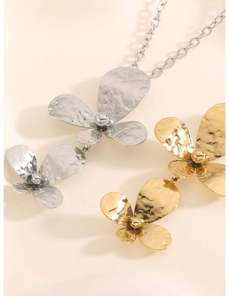 Collar flores efecto martillado