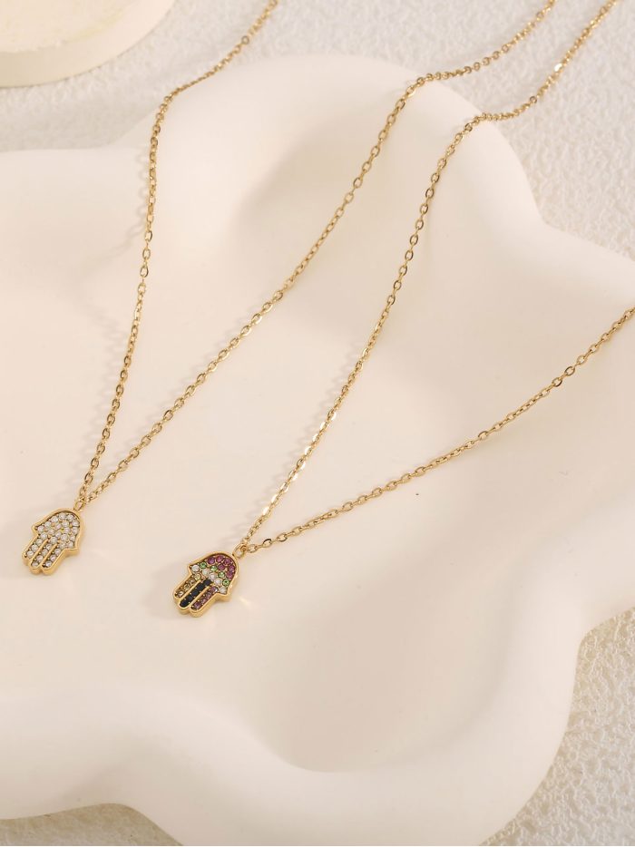 Collar mano fátima con circonitas