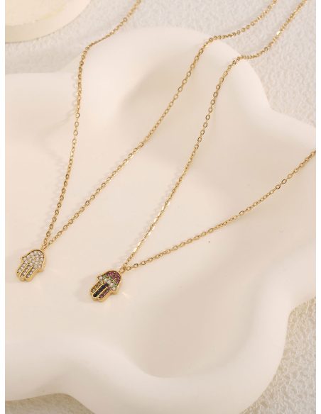 Collar mano fátima con circonitas