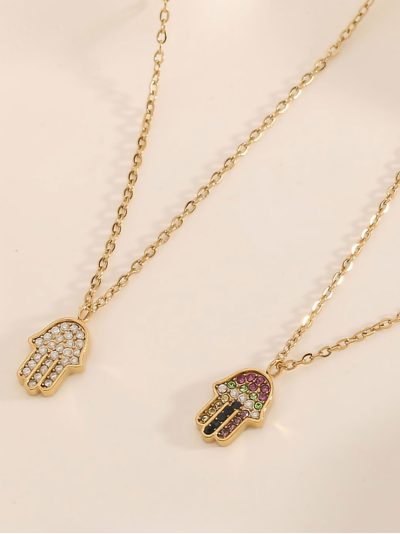 Collar mano fátima con circonitas 2