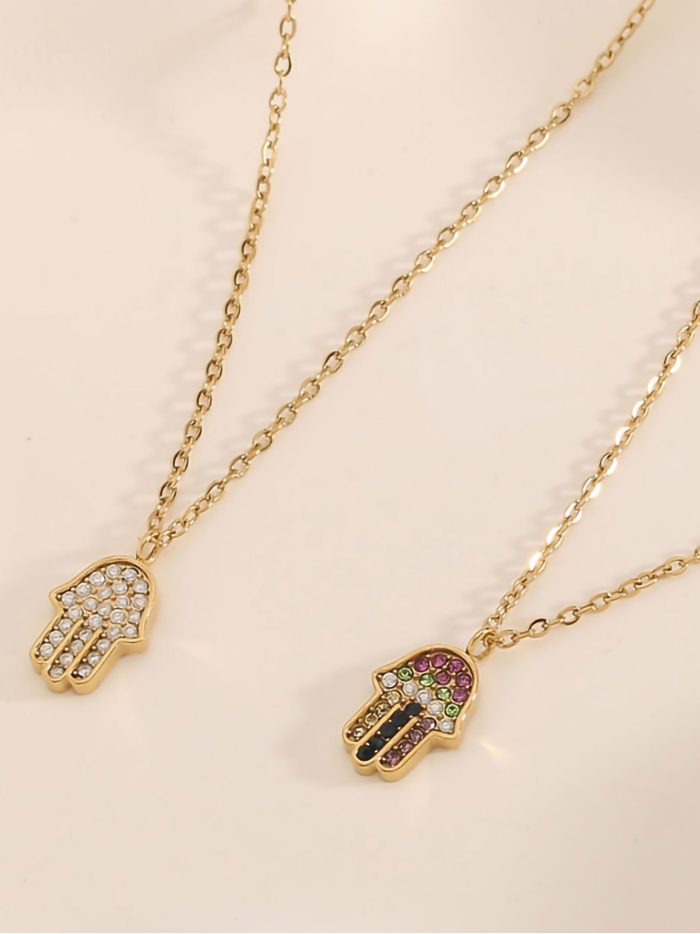 Collar mano fátima con circonitas