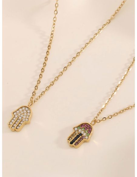 Collar mano fátima con circonitas