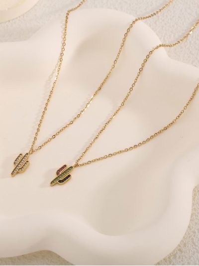 Collar cactus con circonitas