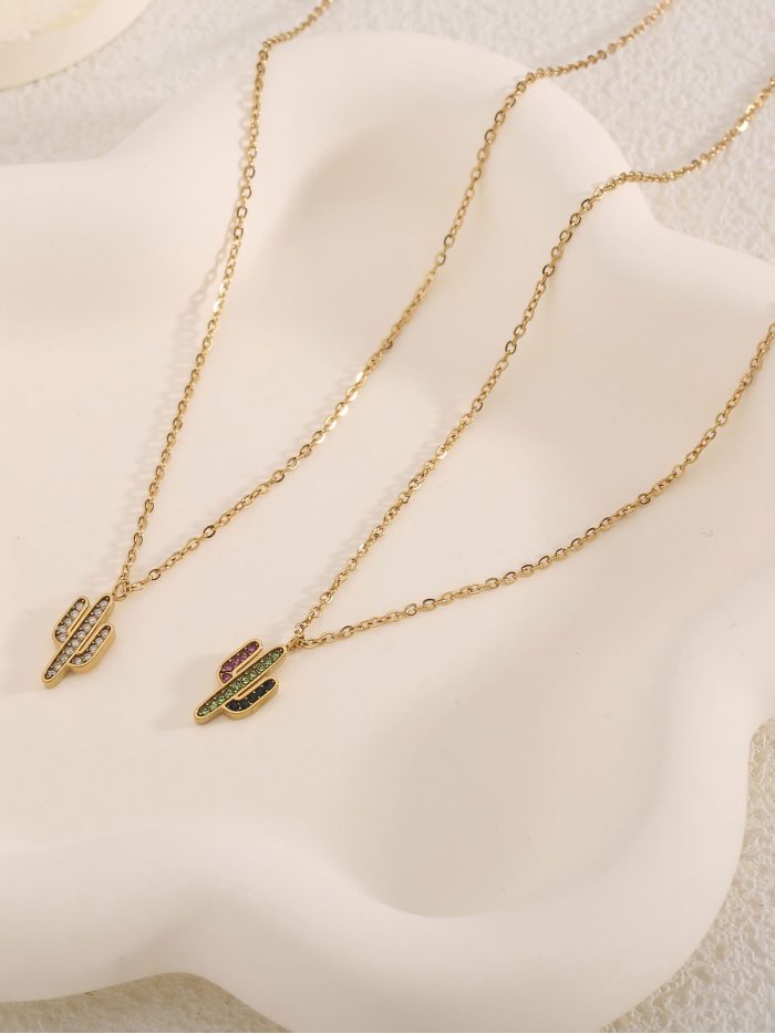 Collar cactus con circonitas