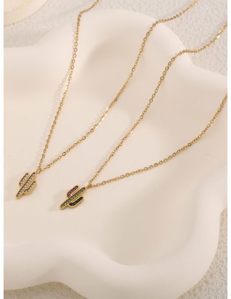 Collar cactus con circonitas