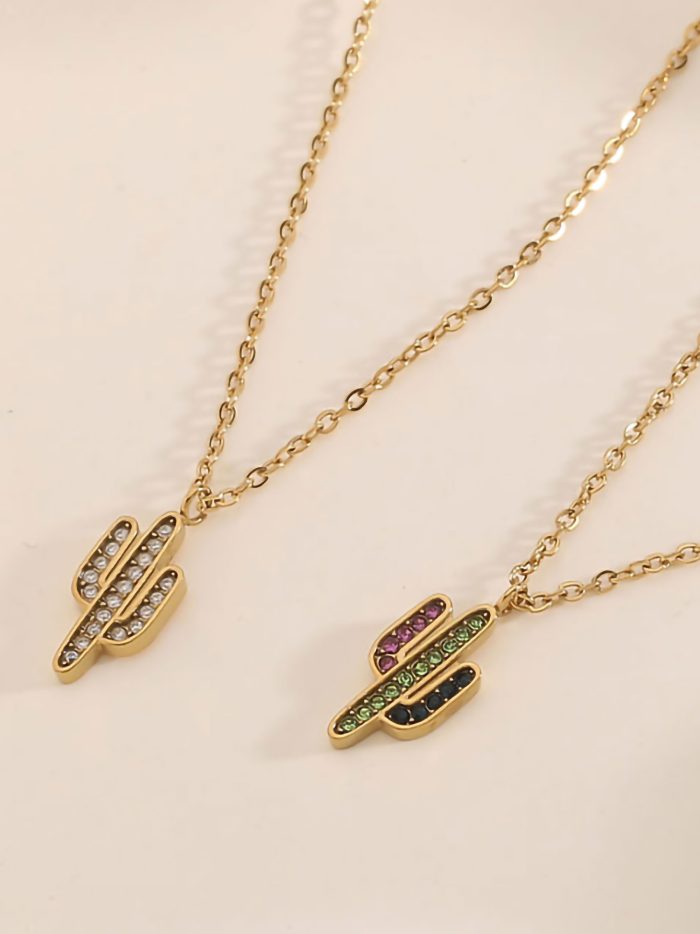 Collar cactus con circonitas