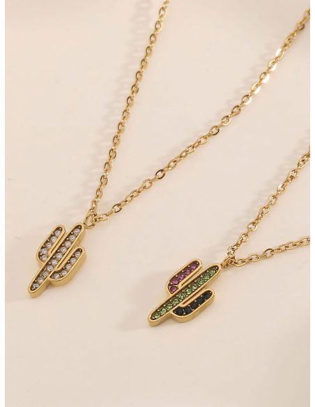 Collar cactus con circonitas