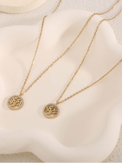 Collar árbol la vida con circonitas