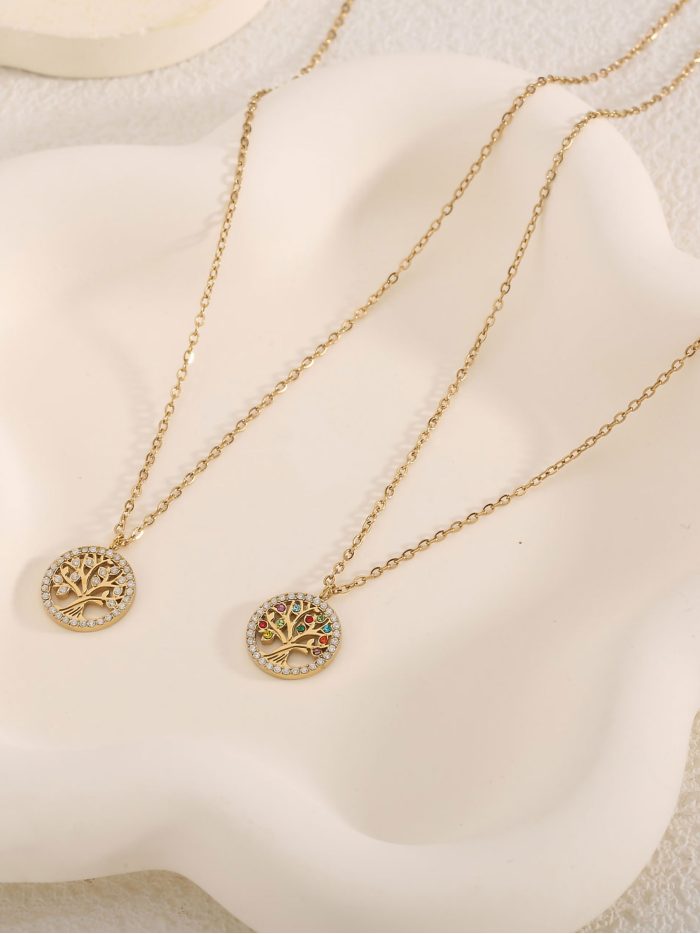 Collar árbol la vida con circonitas