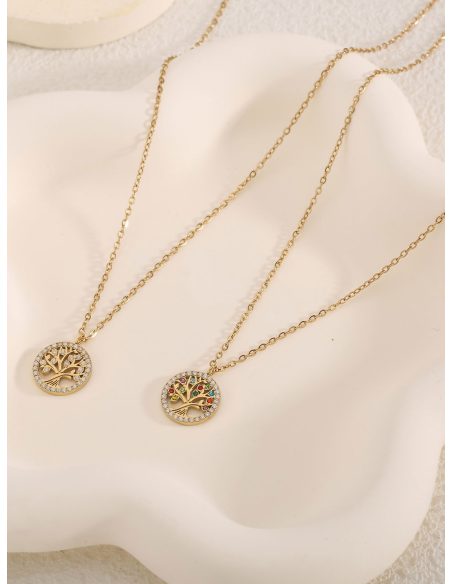 Collar árbol la vida con circonitas