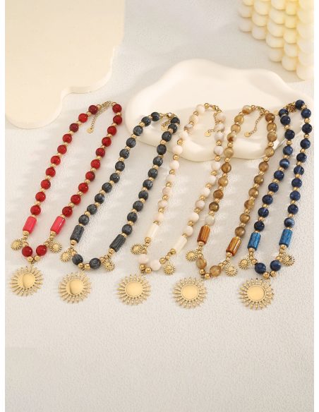 Collar cuentas colgante sol