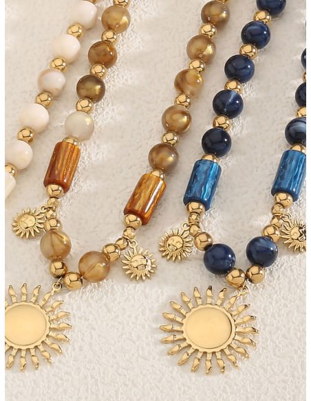 Collar cuentas colgante sol