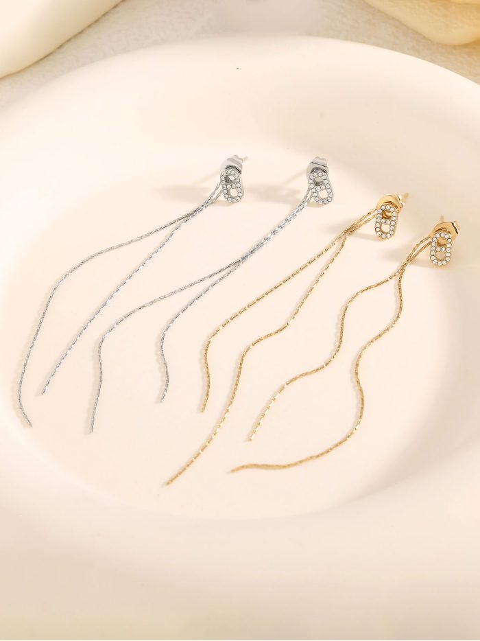 Pendientes cadena larga con circonitas