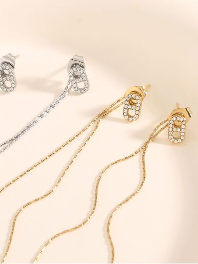 Pendientes cadena larga con circonitas 2