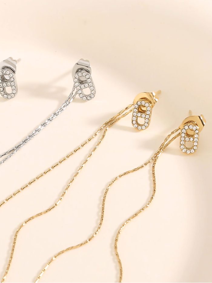 Pendientes cadena larga con circonitas