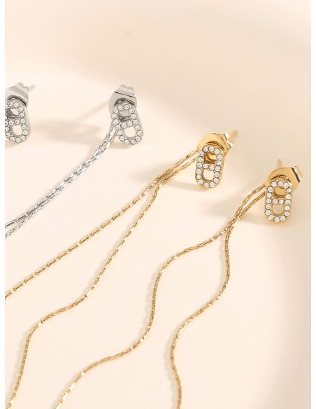 Pendientes cadena larga con circonitas