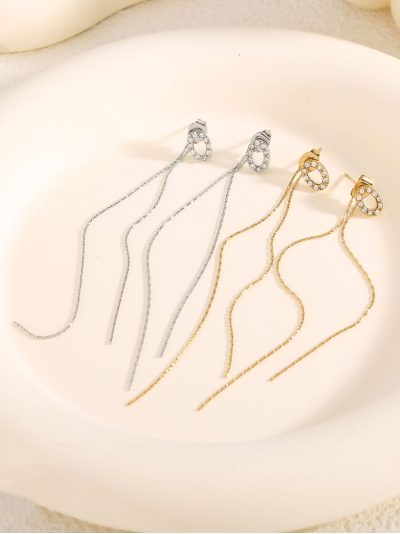 Pendientes cadena larga con circonitas